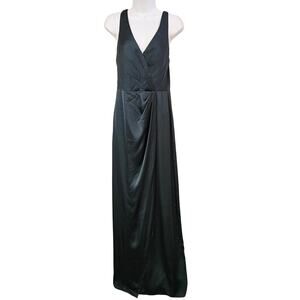 After Six Evergreen V Neck Tulip Satin Gown Size 4R NWT Formal Holiday Party